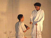 Students of Potti Sreeramulu Telugu University enacting the play