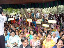 Praja Rajyam Party stage dharna