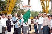 Mr Y Siva Sagar Rao flagging off the 20-ton Gantry Crane