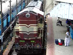 Train arriving at the railway station