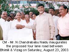 CM inaugurates the proposed four lane road between Bhimili & Vizag
