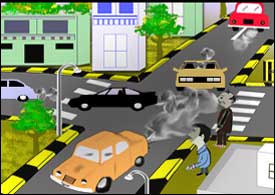 Air polluted with exhaust fumes