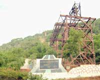 A passenger ropeway (cable car) being constructed on Kailasagiri hill.