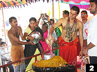 T. Subbirami Reddy performing the Mahakumbhabhishekam