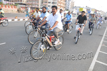 Dy.Mayor cycling on vehicle free zone.