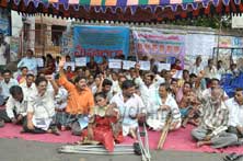 Differently abled stage dharna