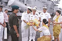 Welcoming INS Rana and INS Jyoti at the port