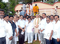 Unveiling of late Amrutha Rao's statue at Vizag Steel Plant