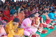 Thousands Perform Sri Lalitha Sahasra Nama Koti Kumkumarchana Puja with Utmost Devotion and Fervour