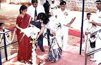 Mrs. Maria teresa mehata inaugrating naval public school indoor complex.