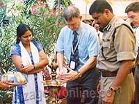 Mr. Iain D Coleman, Centre Manager, HSBC, Vizag, lighting the Inauguration Function lamp